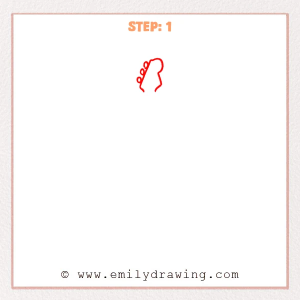 how to draw an electric guitar - Step 1 of an easy electric guitar drawing shows a simple headstock outline with several small circles for tuning pegs.